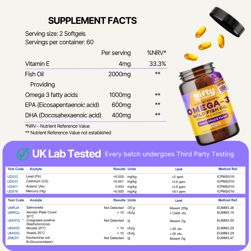 High Strength Omega-3 Wild Fish Oil Softgel Capsules